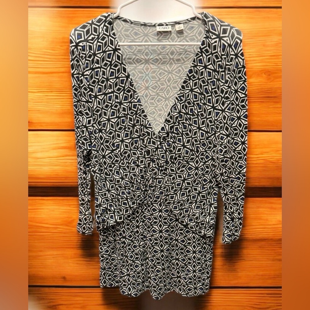 CATO Geometric Black and White Women's Top XL